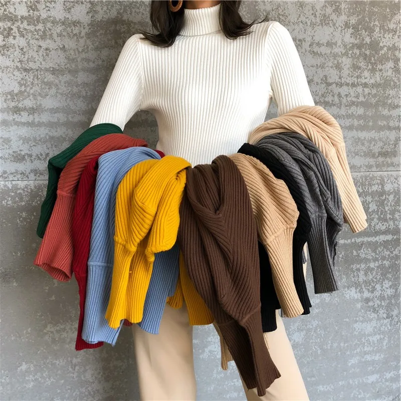2018 Thick Turtleneck Warm Women Sweater Autumn Winter Knitted Femme Pull High Elasticity Soft Female Pullovers | Женская одежда
