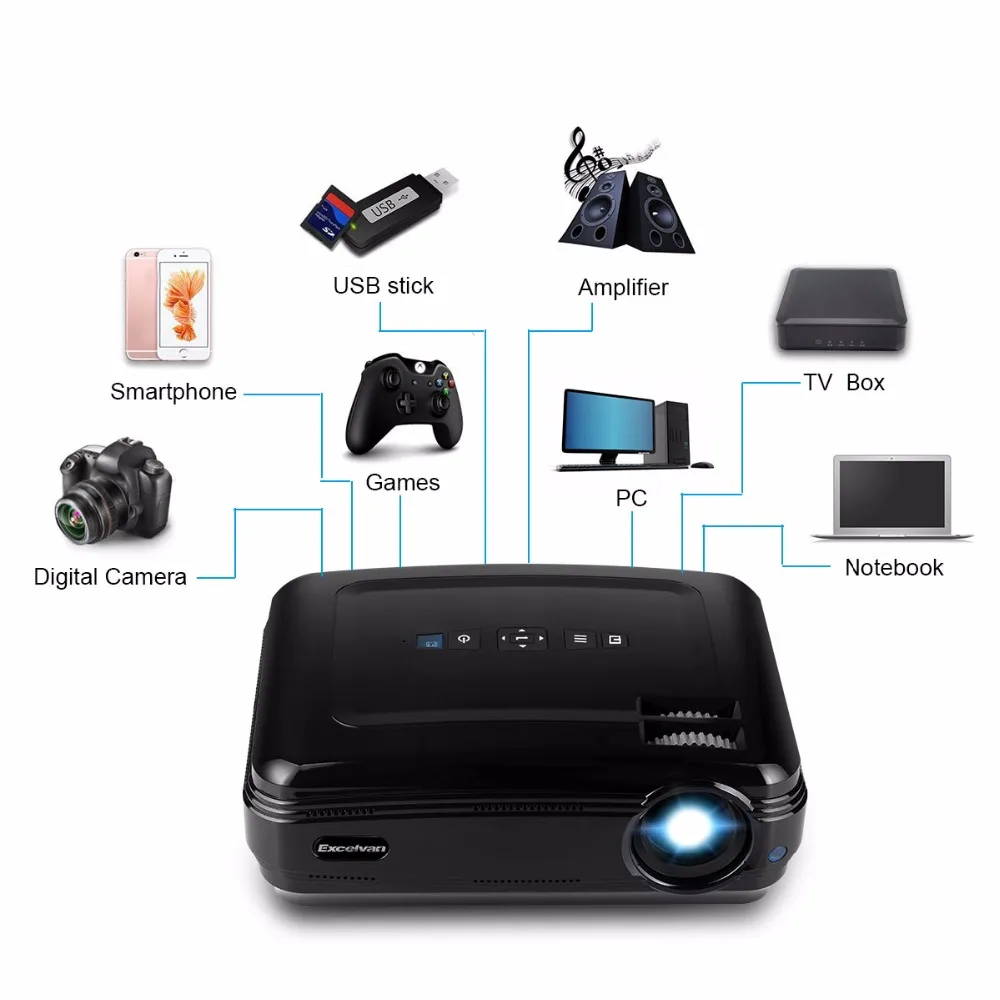 Excelvan BL59 светодиодный проектор 3500 люмен Android 6 0 Beamer встроенный wifi bluetooth Поддержка 4K
