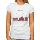 Джейн ударов Милан landmark Милан пейзажей смешные футболки для женщин jollypeach новая белая Повседневная футболка с короткими рукавами femme kawaii футболка
