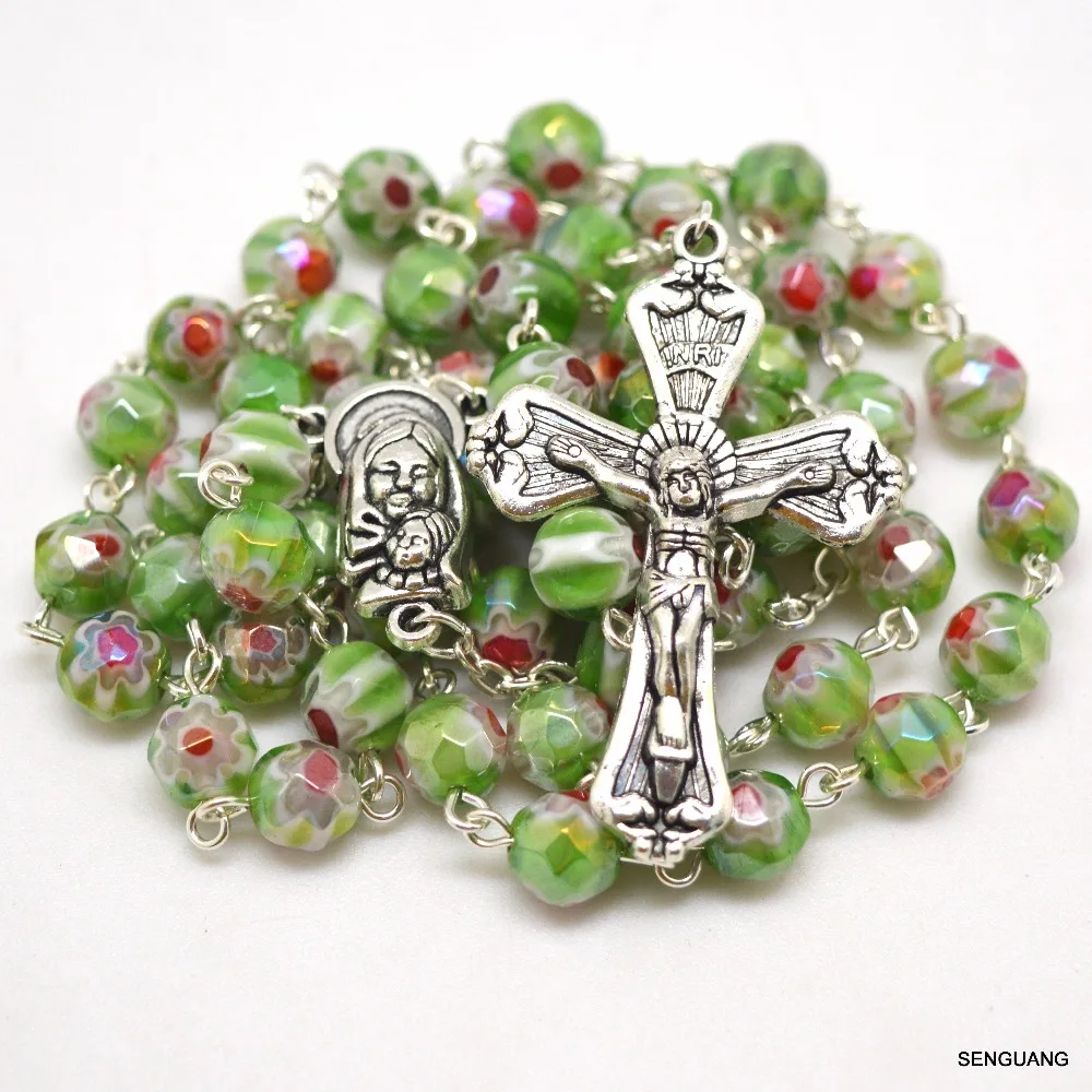 Святого католического граненые стеклянные бусины красный синий желтый зеленый