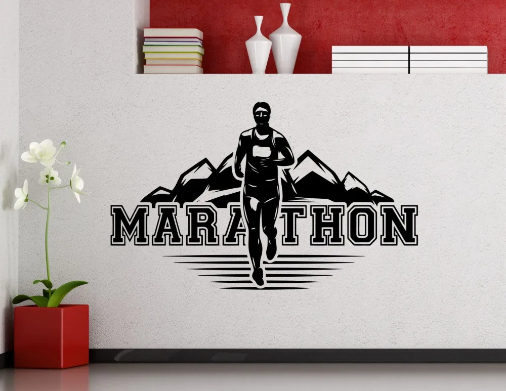 Марафонцем Наклейка на стену для бега спортивные беговые Athlet клуб Фитнес