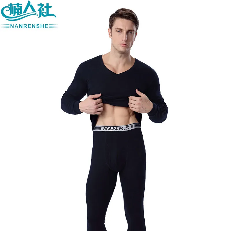 Men's Cotton Underwear Long Johns Thermal Pants Mens V Neck Thermo Sexy Black Sets Winter | Мужская одежда