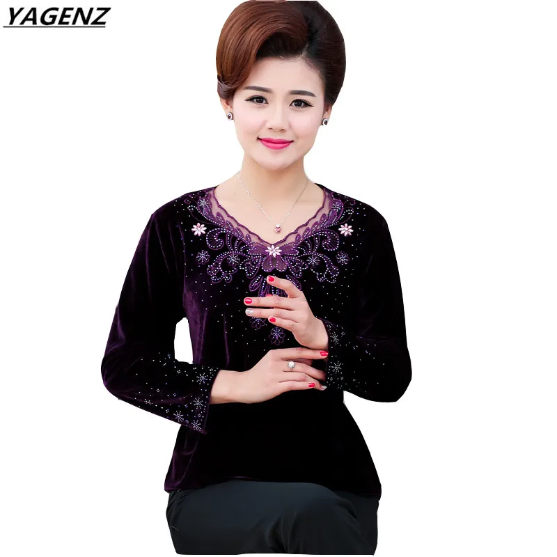 Женская бархатная футболка с вышивкой и кружевом большого размера|women t-shirt|t-shirt