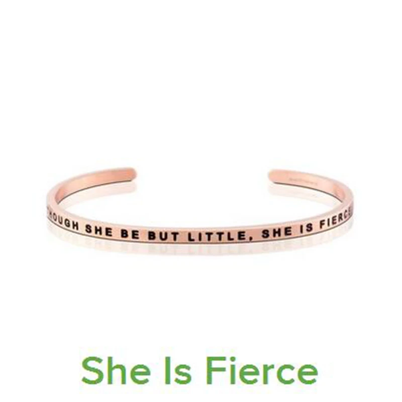 

68MM Rose Gold Cuff Bangle She Is Fierce Inspirational Bangle 316L Stainless Steel Cuff Bracelet For Women Men