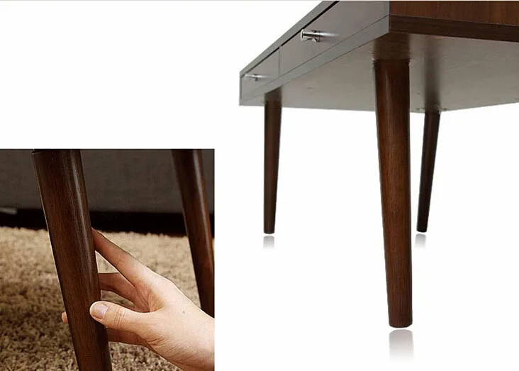 Современный центральный стол с 2 выдвижными ящиками отделанный ореховым орехом