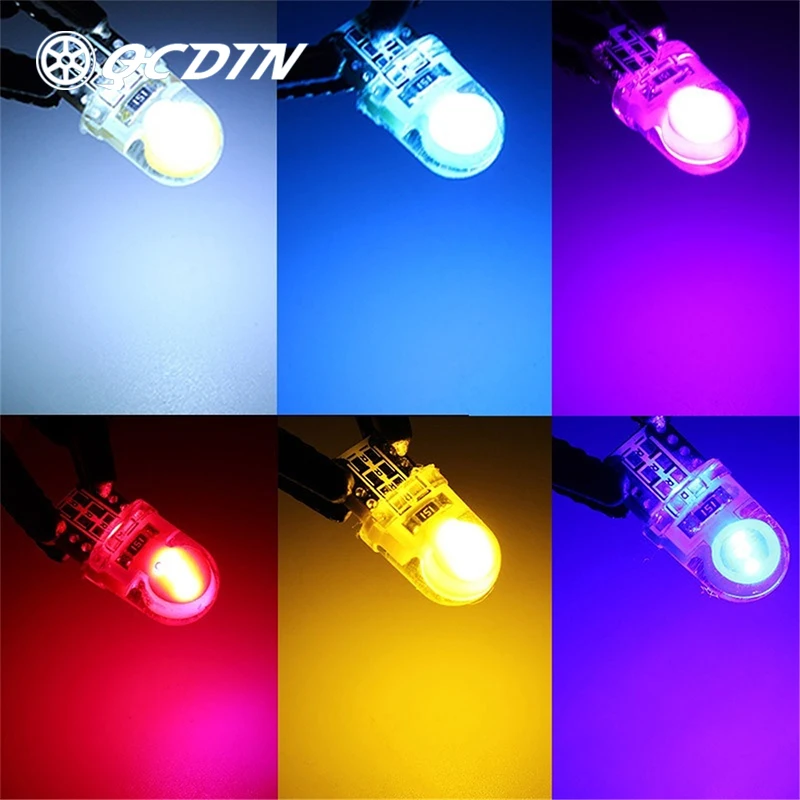 QCDIN 10 шт. T10 194 168 W5W COB 8 SMD Светодиодная CAN шина цвет белый подсветка номерного знака