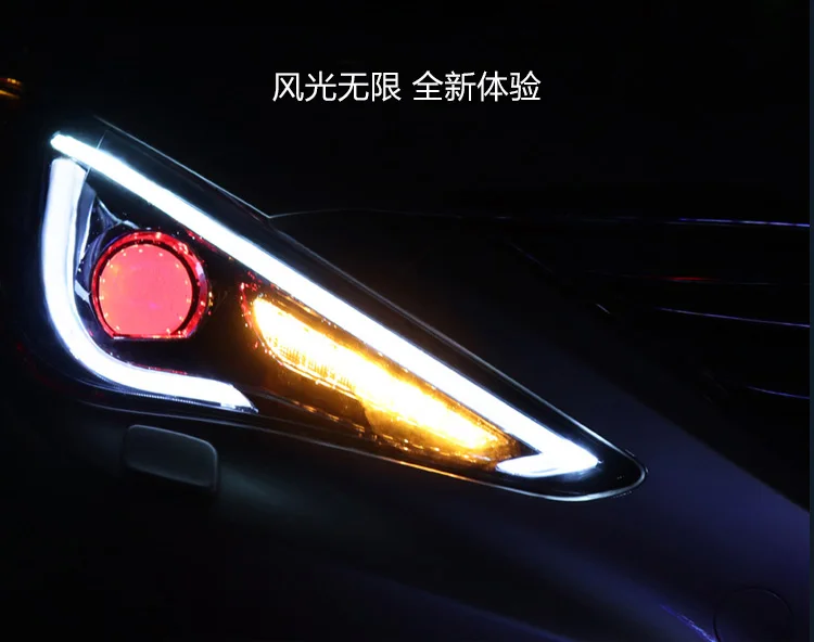 2 шт. jgrt автомобильный стиль светодиодный фары для hyundai Sonata для Sonata Головной фонарь светодиодный объектив двойной луч H7 HID Xenon Биксеноновые линзы