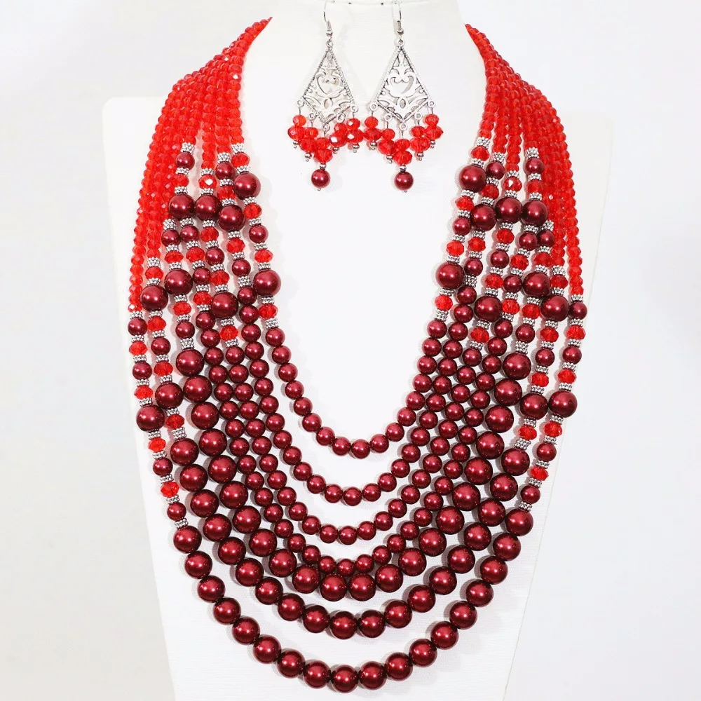 Ожерелье и серьги с бусинами 10 цветов 7 рядов|necklace earring|jewelry setsearrings necklace |