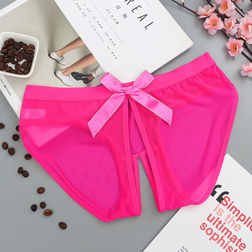 Women's Sexy Lingerie Open Crotch underwear Crotchless Panties Mesh Bow Back Briefs | Тематическая одежда и униформа