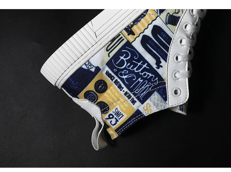 CYYTL Fashion High-top Canvas Men Casual Shoes Prints Breathable Lace-up Walking Sneakers Zapatillas Hombre Tenis Masculino