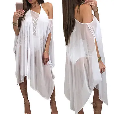 Women Swimwear Beachwear Bikini Set Cover-Ups Solid Color Beach Wear Ladies Summer Dress | Женская одежда