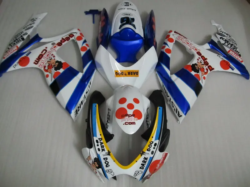 Набор обтекателей мотоцикла для SUZUKI GSXR600 750 K6 06 07 GSXR 600 2006 2007 ABS белый красочный