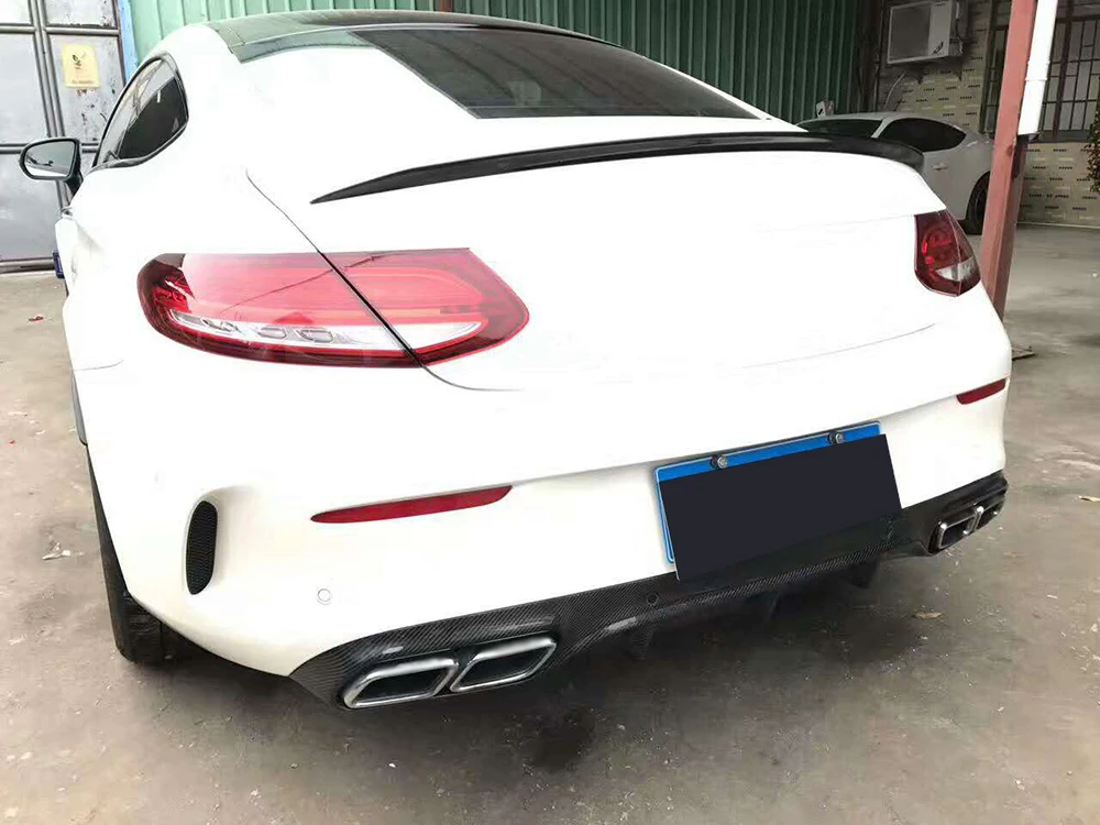 Для C205 C63 O Стиль углеродного волокна задний бампер для губ Диффузор для Mercedes Benz C Class W205 C205 C63 AMG Coupe C200