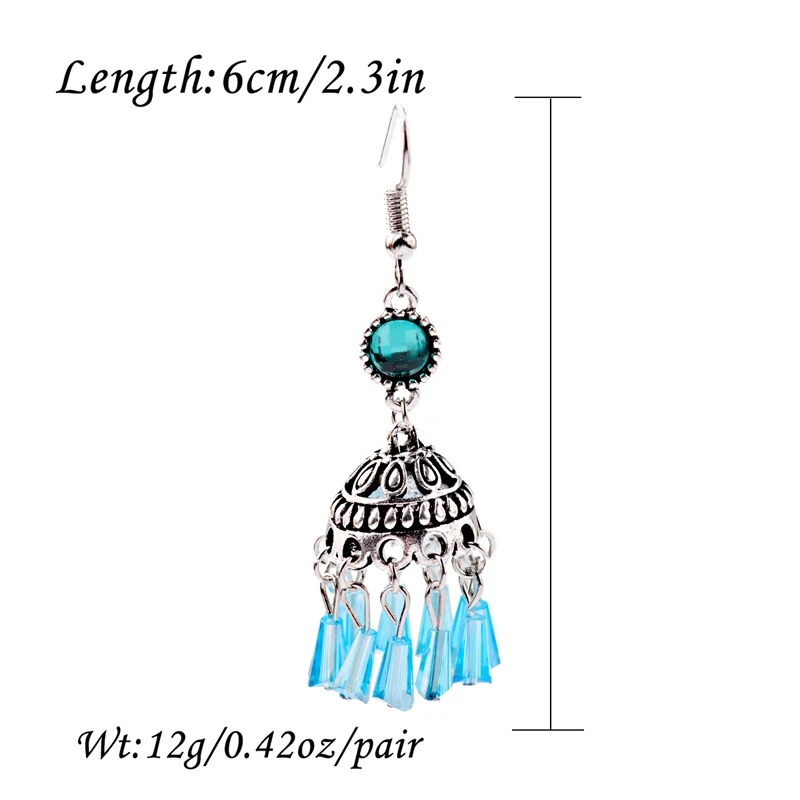 OIQUEI Boho этнические индийские Jhumka Висячие серьги для женщин серебряного цвета