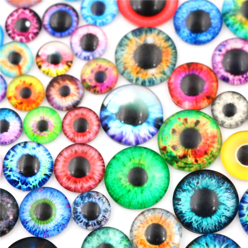 

7/16/20mm 20PCs Colorful Glass Dolls Eye No Self-adhesive DIY Craft Eyes For Toy Dinosaur Animal Eye Time Gem Accessories