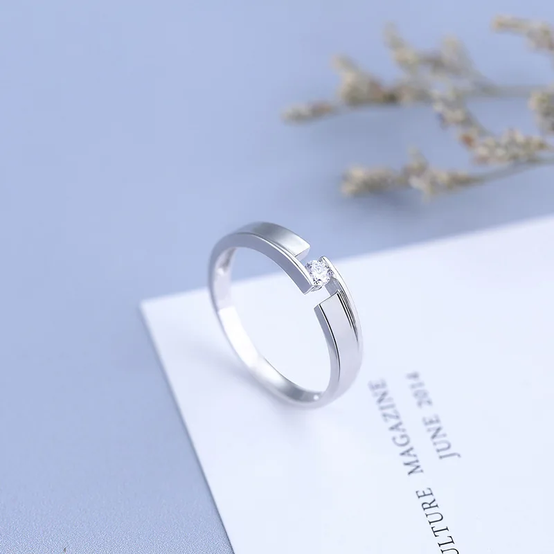 HFXSSSP S925 silver ring new fashion simple and wild inlaid zircon male couple explosion jewelry | Украшения и аксессуары