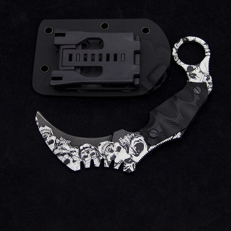 CS GO один Karambit Ножи Полный Тан AUS-8 Сталь джунгли выживания ножи кемпинг