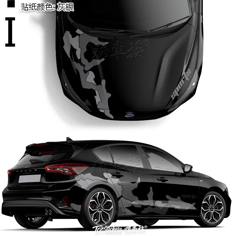 J Автомобильные наклейки для Ford Focus, цветные наклейки с цветами для тела, декоративные наклейки для фокуса, модифицированные персональные наклейки, пленка - Название цвета: J