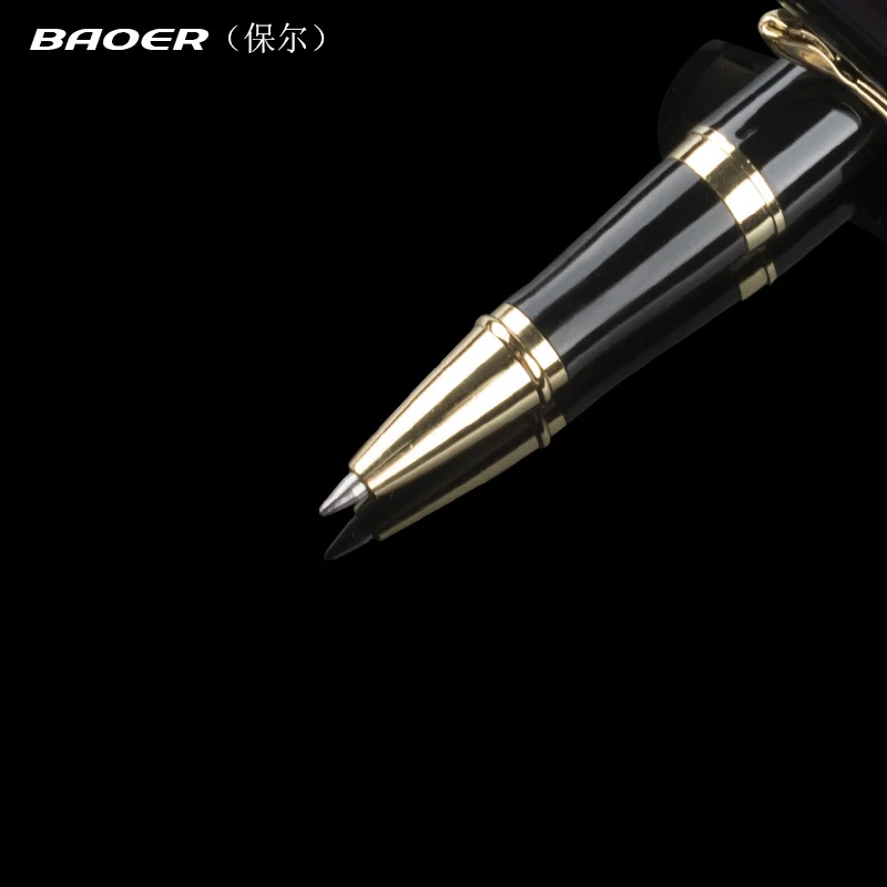 Золотистые черные шариковые ручки с зажимом роскошные Baoer 500 хорошие технические