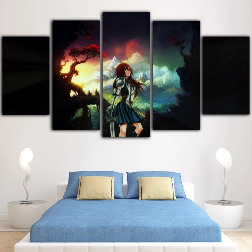 5 шт. картина из парусины сказочный хвост Peinture Sur Toile постер аниме картины для