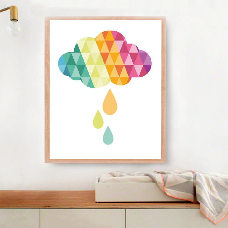 НОВЫЕ геометрические красочные облака Холст Картина Современный ребенок стены