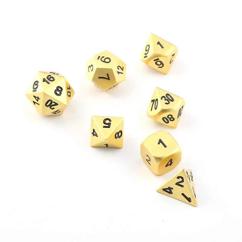 Игральные кости DND металлические Rpg набор многогранные подземелья и дракон черные настольные игры цинковый сплав желтый цифровой D& d кубики шаблон D6