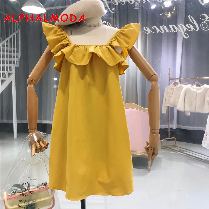 Женский свободный пуловер ALPHALMODA с оборками на плечах трапециевидного силуэта