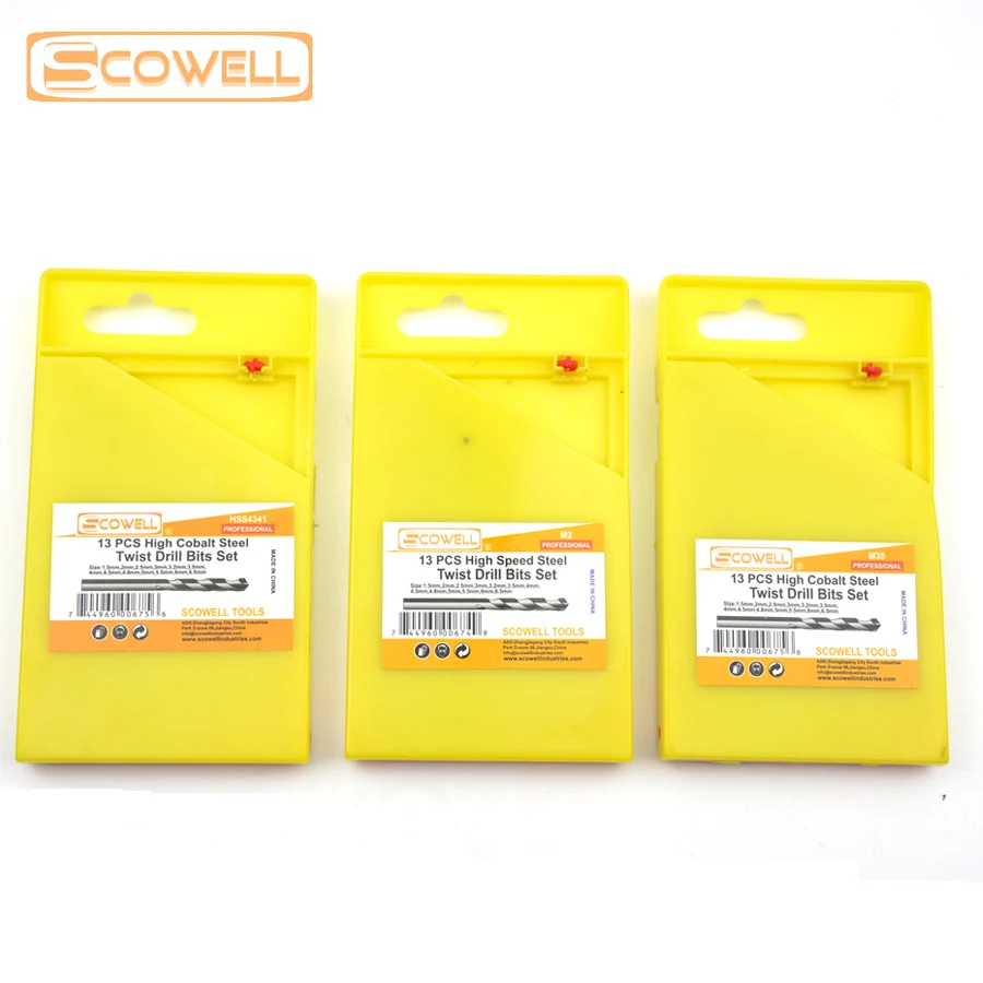 Набор сверл SCOWELL из кобальта T5 % M35 13 шт. набор спиральных Сверл быстрорежущей