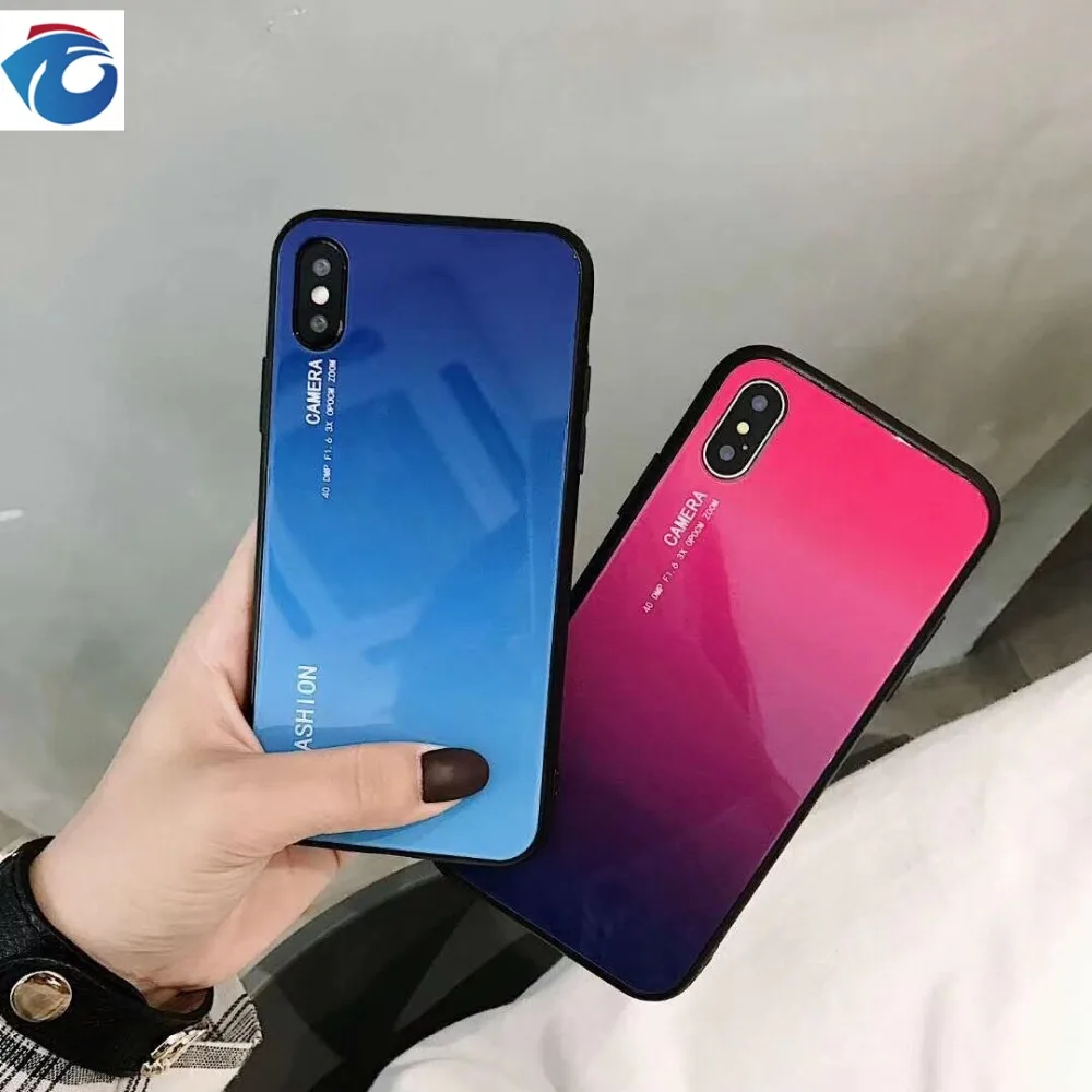 HUANQING роскошный стеклянный чехол с градиентом для телефона iPhone 8 6 Plus 7 6s X XS MAX XR