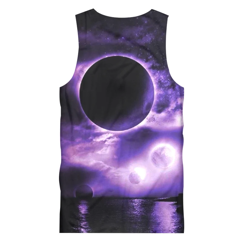 UJWI Men Tanks New Arrival 3D Digital Print Galaxy Space Planets On Sea Tanktops Homme Casual Singlet Sleeveless Vest | Мужская одежда