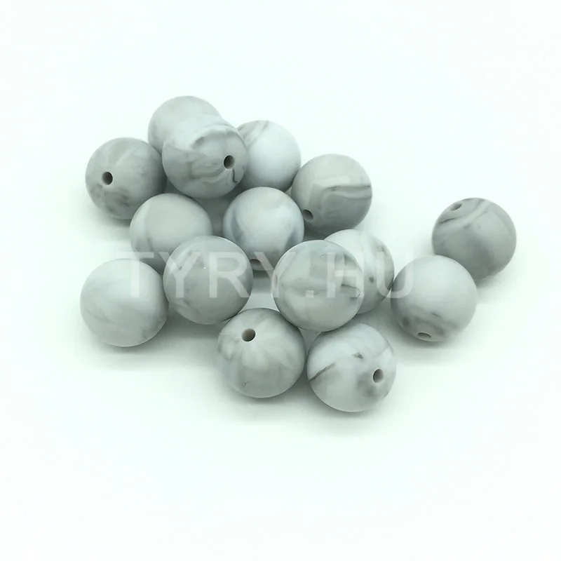 15mm round 100 шт мраморные силиконовые бусины, сертифицированные FDA Круглые/шестигранные силиконовые бусины для прорезывания зубов для самостоятельного изготовления ювелирных изделий, зажимы для соски, подвески для браслетов - Цвет: 15mm round