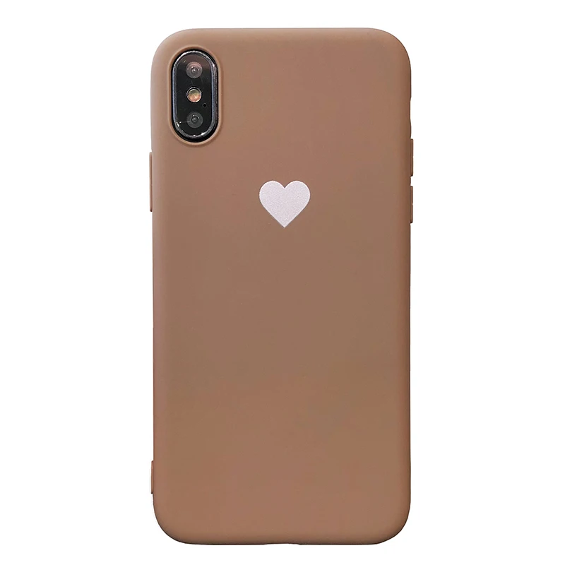 Чехол ярких цветов для iPhone XR XS X Max милый чехол телефона с сердечком 6 6S 7 8 Plus мягкий