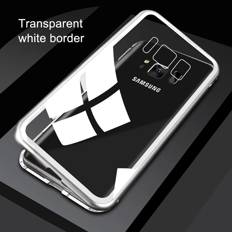 Магнитный адсорбционный металлический чехол для samsung s9 чехол из закаленного стекла для samsung Galaxy S8 plus Note 8 9 чехол s стильный корпус