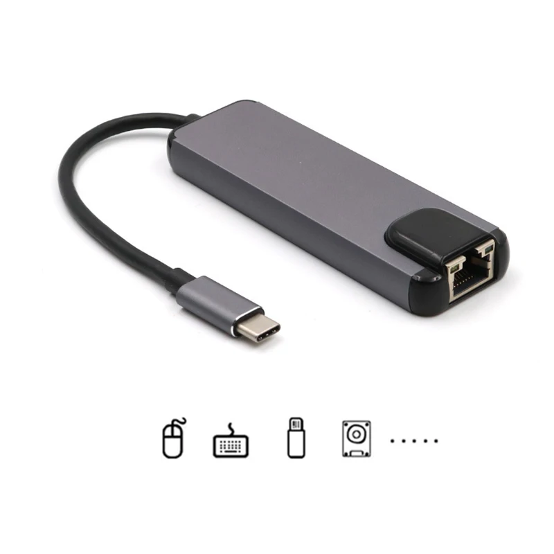 USB концентратор с портом Type C и гигабитным Ethernet Rj45 1000 м|Кабели VGA| |