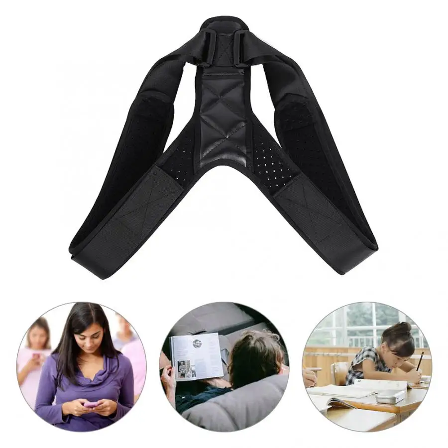 

Posture Corrector Black Back Posture Support Belt Shoulder Corrector with Adjustable Straps Braces Supports