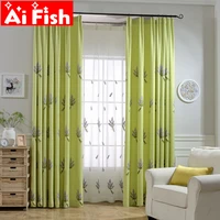 green lavender embroidery half blackout curtains for bedroom pastoral window treatment window drape for living room doorway 3