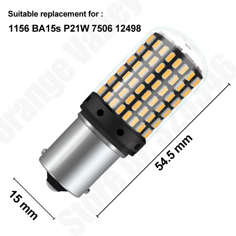 2 шт. 1156 BA15S P21W Автомобильный светодиодный светильник 3014 144smd Canbus Нет ошибок для