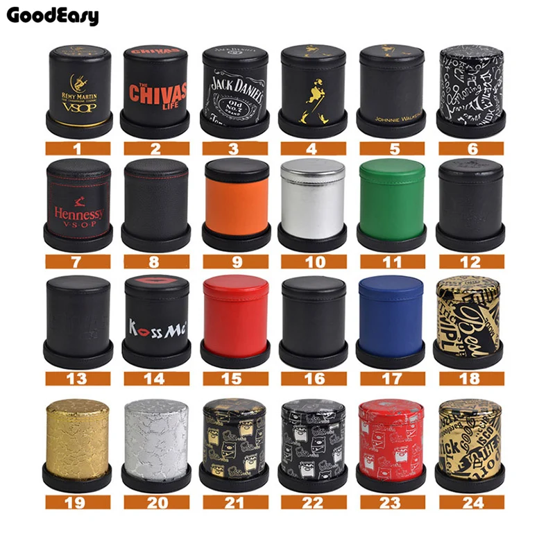 

1pcs Dice Cup KTV Bar Gambling Casino Texas Poker Game Printing Leather+Plastic Dice Cup Set 6pcs Digital Dices without lid