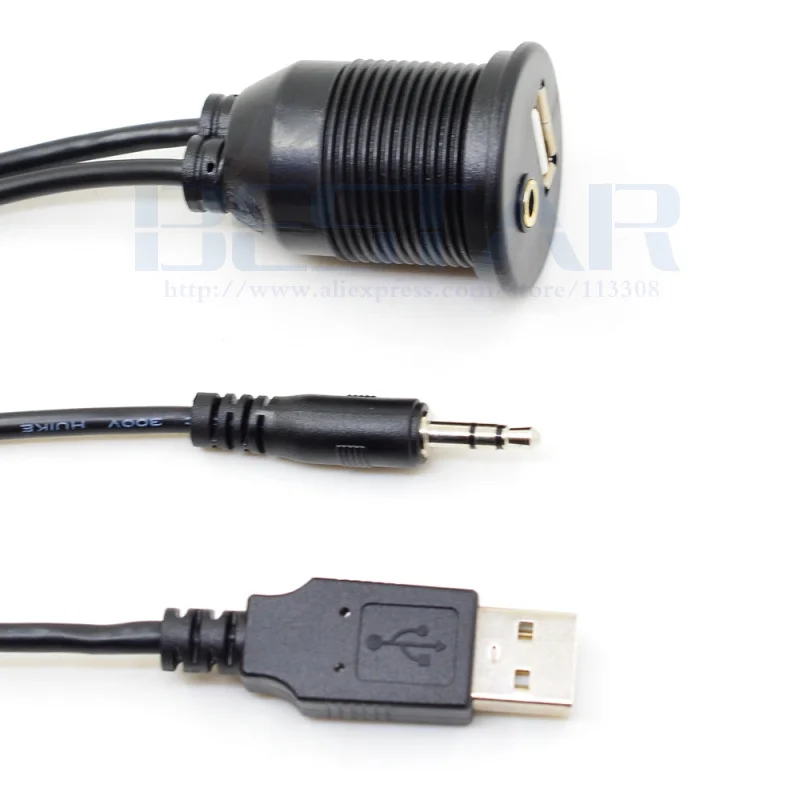 1 м Автомобильная приборная панель Moto скрытого монтажа USB 2 0 3 5 мм M/F AUX кабель