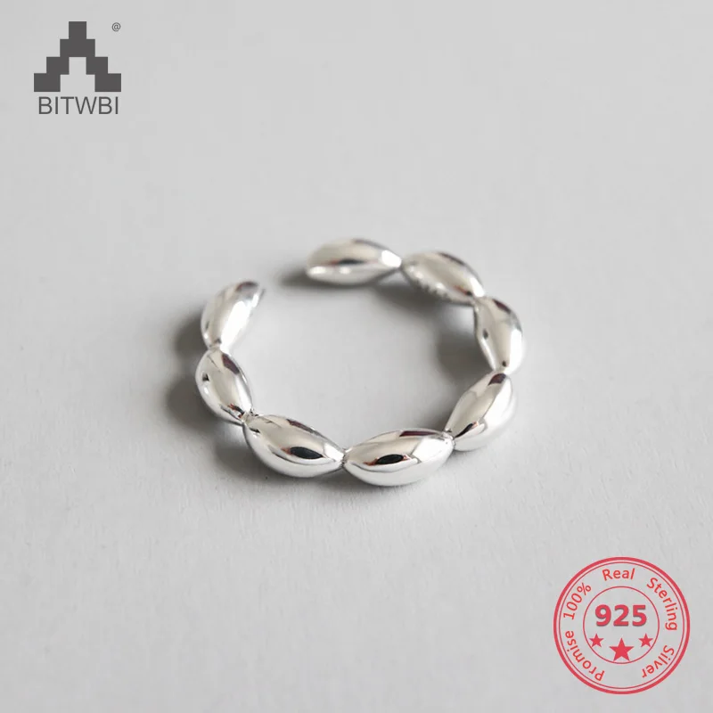 

New Unique Ellipse Beads Rings 925 Sterling Silver Rings Geometric Open Rings for Women bague femme anel feminino aneis