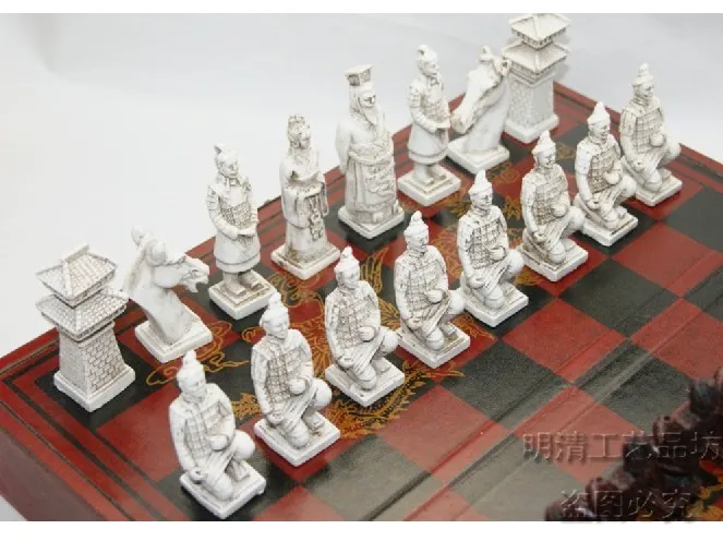 (32 шт.) Готовые китайские классические деревянные шахматы терракотовые воины с
