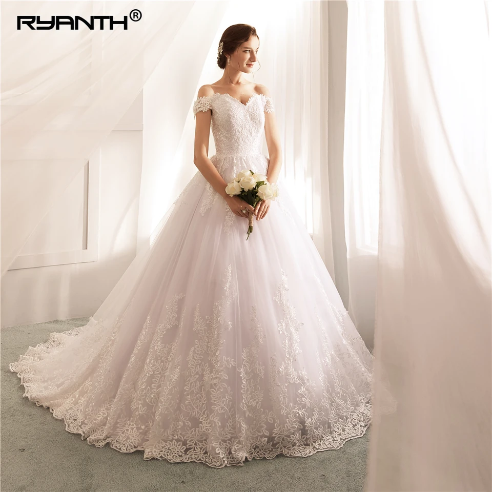 Ryanth Robe De Mariage бальное платье Роскошные свадебные платья 2018 Кружевная аппликация с
