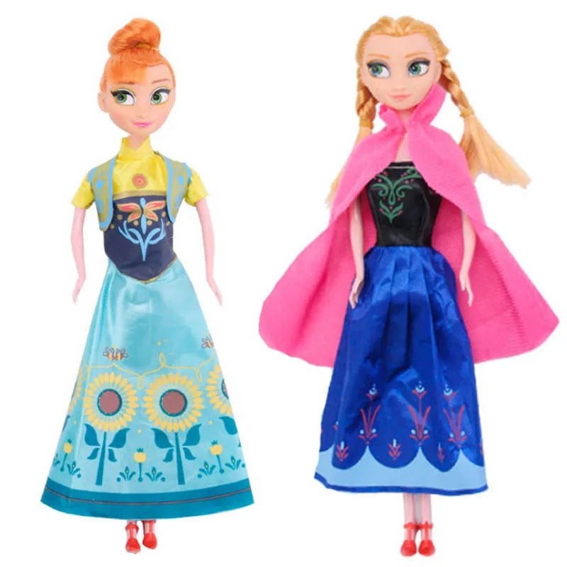 Anna II and Anna I Настоящее Дисней Эльза Анна Принцесса плюшевые куклы игрушки замороженный снег кукла девочка мягкие игрушки дети мультфильм Рождество День рождения Подарочная коробка - Цвет: Anna II and Anna I
