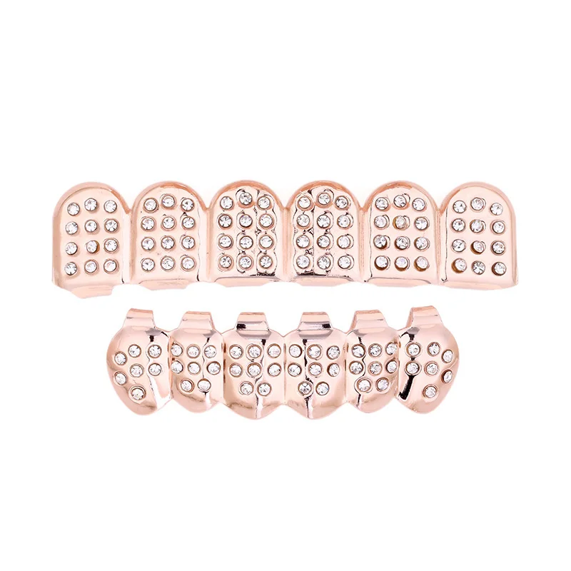 Хип хоп Bling многоцветные клыки зубы кубического циркония сплав TeethGrillz Топ и низ