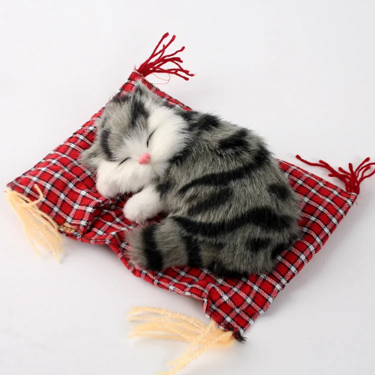 Модель спящего кота из полиэтилена и пуха, 13x10x7 см