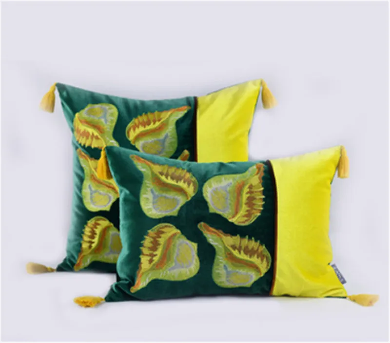 Европейский чехол для подушек Hippocampus/Conch/Shell вышивка Cojines Decorativos Para Диван Декоративные роскошные подушки, 1 шт