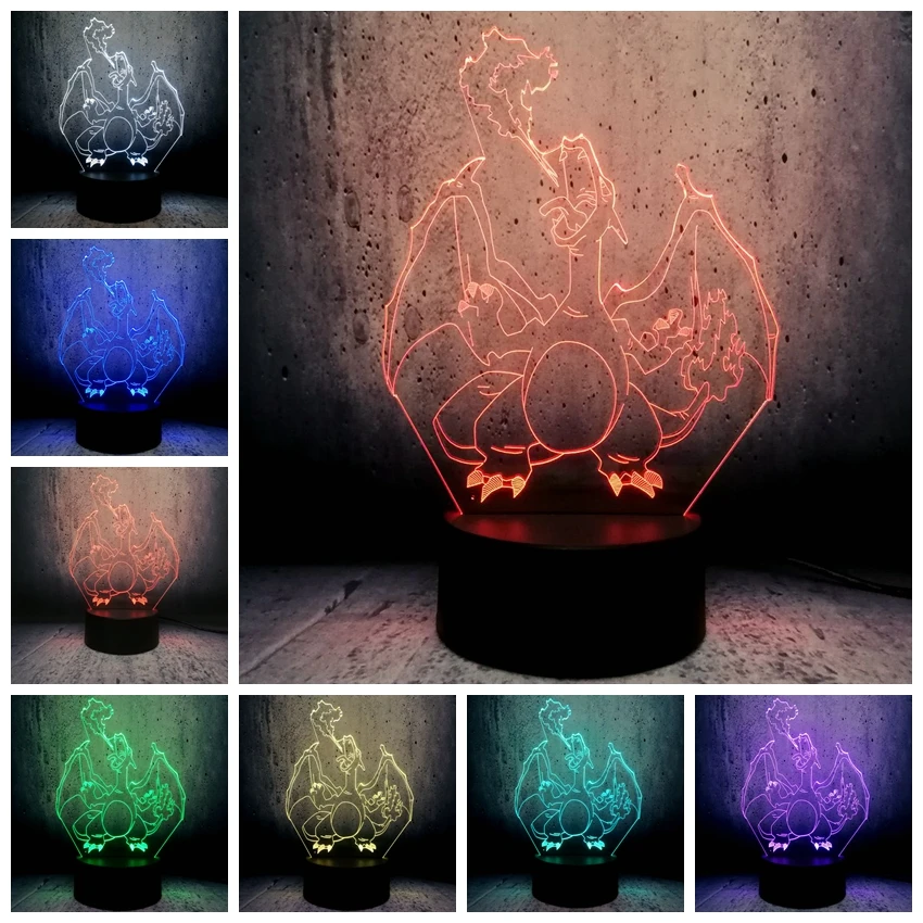 Светодиодная лампа IvysaurCharmander Espeon Sylveon Bulbasau3D с изображением милых парней подарки