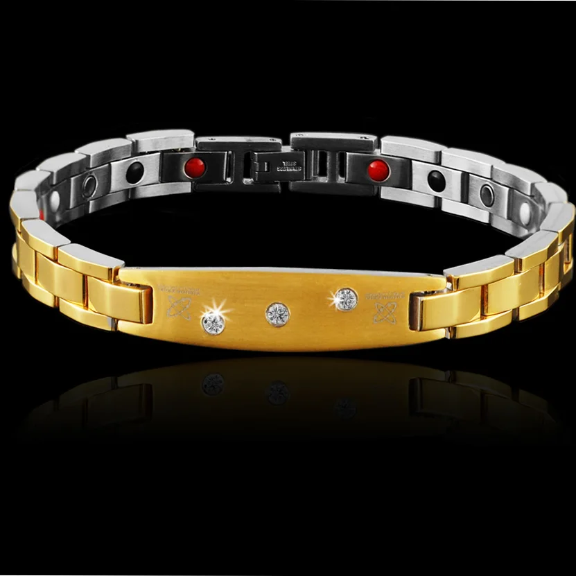 Wollet Jewelry био магнитный браслет из нержавеющей стали CZ камень для золота 4 в 1