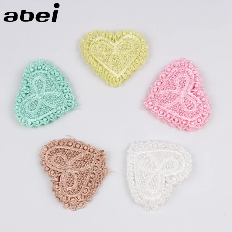 

Вышитая кружевная аппликация в виде сердца, 10 шт./лот, швейная аппликация, гипюр ручной работы, кружевная ткань, отделка, «сделай сам», пэчвор...