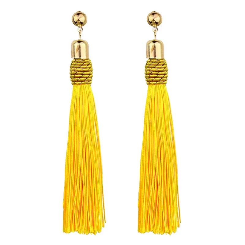 

WNGMNGL 2018 New Boho Female long Tassel Earrings Handmade Bohemia Ethnic Silk Dangle Drop Earring For Women Fashion Ear Jewelry